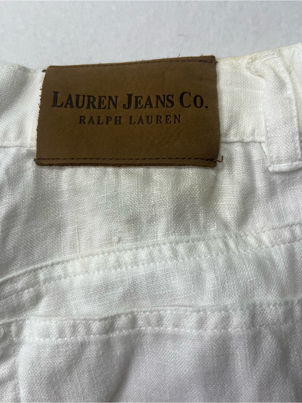 Ralph Lauren White Linen-Blend Relaxed fit Capri Pants with a High Waist - Picture 7 of 7